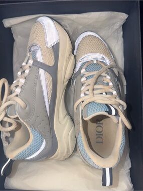 Dior B22 Grey and Blue Runner Sneakers